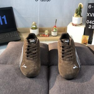 puma racing sneakers brown white