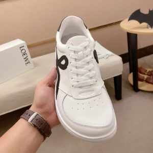 loewe white leather sneakers black accent