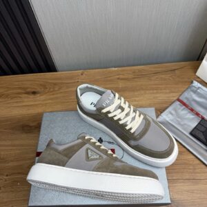 prada downtown suede re nylon sneakers beige