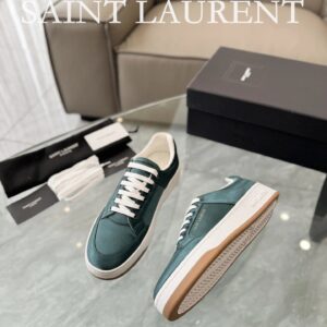 saint laurent leather sneakers sl61 green