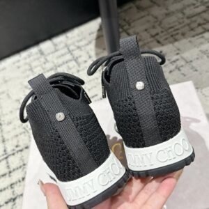 jimmy choo black knit sneakers