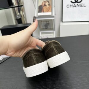 chanel vintage olive velvet sneakers