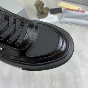 prada downtown leather re nylon sneakers black