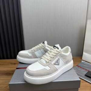 prada downtown suede re nylon sneakers off white