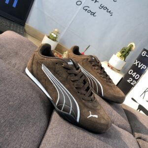 puma racing sneakers brown white