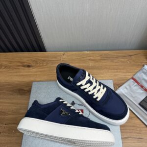 prada downtown suede re nylon sneakers blue