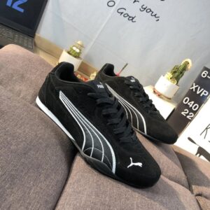 puma racing sneakers black white