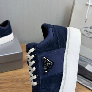 prada downtown suede re nylon sneakers blue