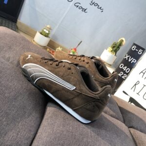 puma racing sneakers brown white