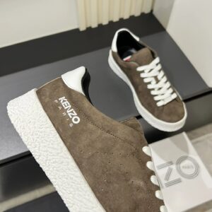 kenzo suede brown sneakers white accent