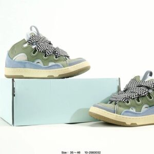 lanvin curb leather sneakers green blue