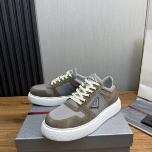 prada downtown suede re nylon sneakers beige