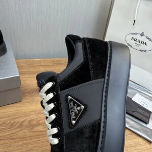 prada downtown suede re nylon sneakers black grey