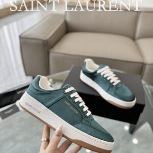 saint laurent leather sneakers sl61 green