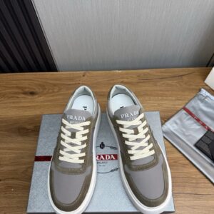 prada downtown suede re nylon sneakers beige