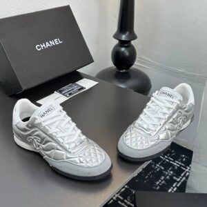 chanel quilted sneakers silver
