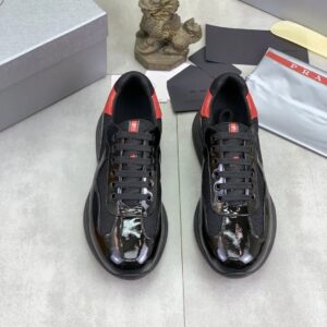 prada casual sneakers black red