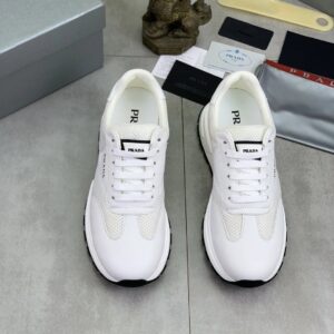 prada prax leather sneakers white