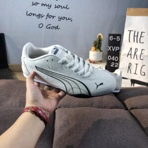 puma racing sneakers white black