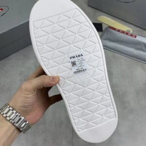 prada downtown suede and re nylon sneakers brown green