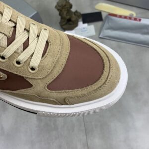 prada downtown suede re nylon sneakers brown