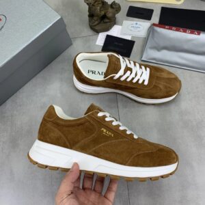 prada prax suede sneakers brown