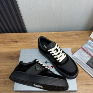 prada downtown suede re nylon sneakers black grey