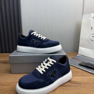 prada downtown suede re nylon sneakers blue