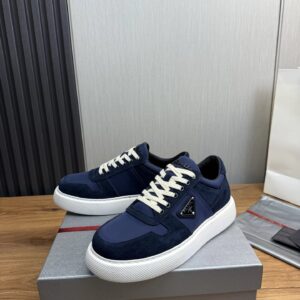 prada downtown suede re nylon sneakers blue