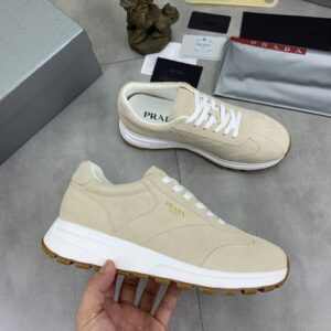 prada prax suede sneakers beige