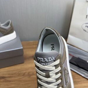 prada downtown suede re nylon sneakers beige
