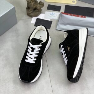 prada prax suede sneakers black