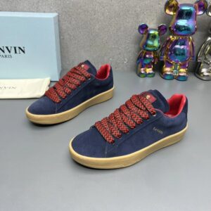 lanvin suede sneakers navy blue