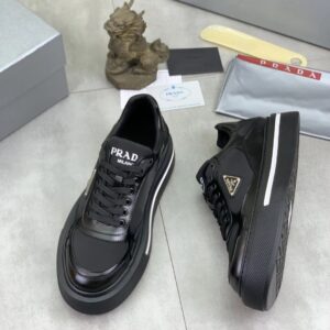 prada downtown leather re nylon sneakers black