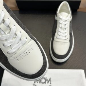 mcm skystream cubic monogram jacquard sneaker white grey