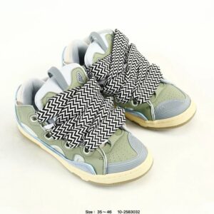 lanvin curb leather sneakers green blue