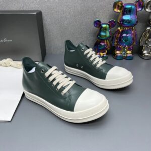 rick owens leather sneakers dark green