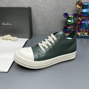 rick owens leather sneakers dark green