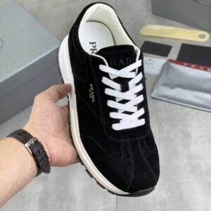 prada prax suede sneakers black