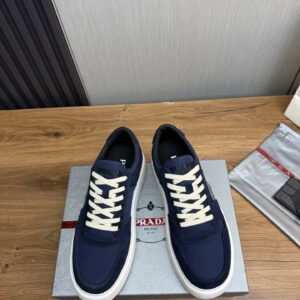 prada downtown suede re nylon sneakers blue