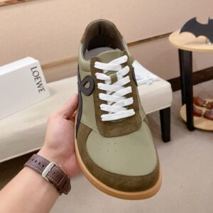loewe green leather sneakers black accent