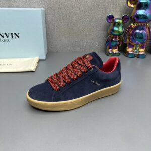 lanvin suede sneakers navy blue