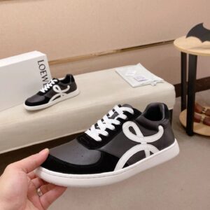 loewe black leather sneakers white accent