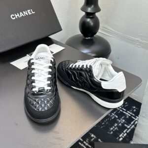 chanel quilted sneakers black