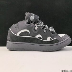 lanvin curb leather sneakers black