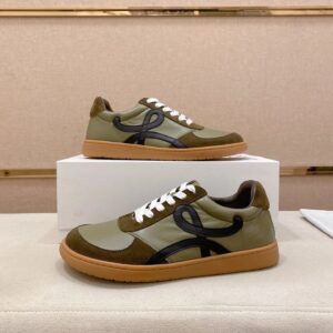 loewe green leather sneakers black accent