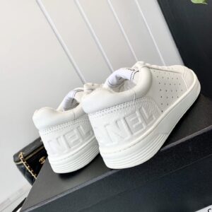 chanel white logo sneakers