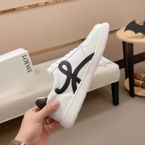 loewe white leather sneakers black accent