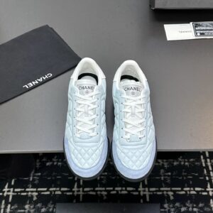 chanel quilted sneakers light blue
