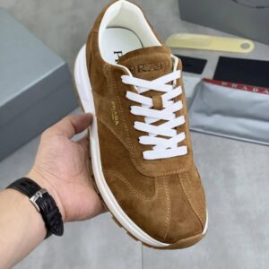 prada prax suede sneakers brown